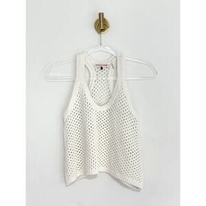 Rebecca Taylor white tank top open-knit crochet racerback style Sz XS